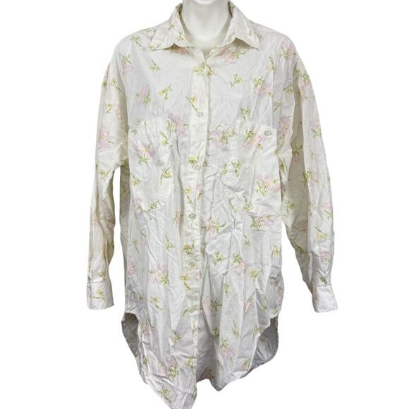 Victorias Secret Gold Label Vintage Button Up Sleep Shirt Long Sleeve Cotton S - Picture 1 of 16